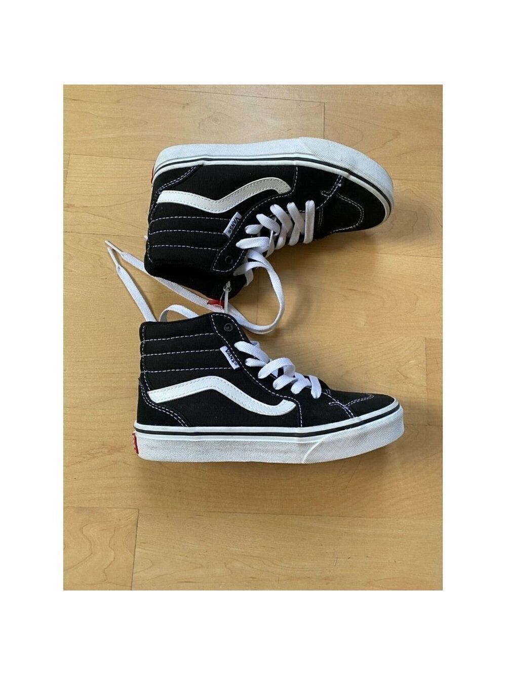 VANS BNWT "SK8" hi top sneakers boys NEW black white - Picture 3 of 8